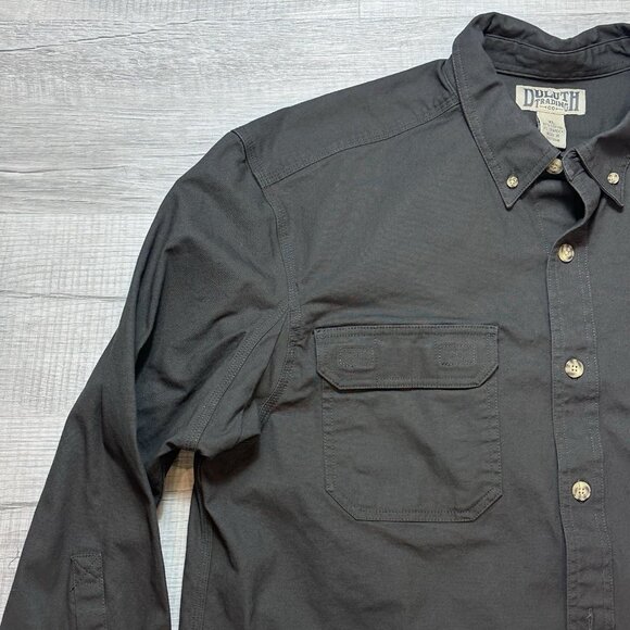 Duluth Trading Co Mens Flex Fire Hose Heavy Canvas Shirt Work Wear Gray Size XL - Picture 6 of 8